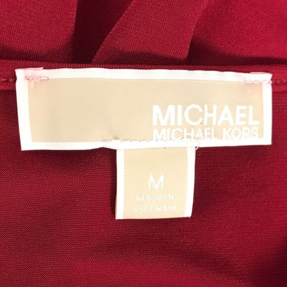 Michael Michael Kors Top Size M Burgundy Red Long Bell Sleeves Keyhole Neckline - Picture 7 of 10